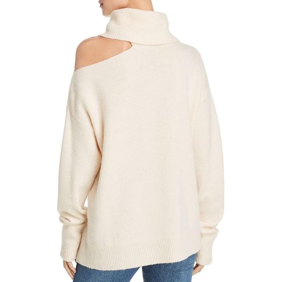 Paige Womens Raundi Ivory Wool Blend Cut Out Turtleneck Sweater NWT - Picture 2 of 3